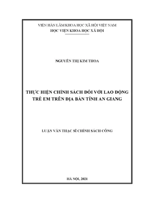 Luận văn thực hiện chính sách đối với lao động trẻ em trên địa bàn tỉnh an giang