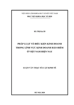Luận văn pháp luật về điều kiện kinh doanh trong lĩnh vực kinh doanh bảo hiểm ở việt nam hiện nay