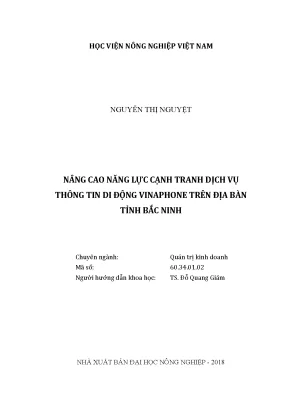 Luận văn nâng cao năng lực cạnh tranh dịch vụ thông tin di động vinaphone trên địa bàn tỉnh bắc ninh