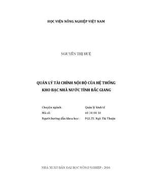 Luận văn quản lý tài chính nội bộ của hệ thống kho bạc nhà nước tỉnh bắc giang