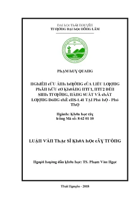 Luận văn nghiên cứu ảnh hưởng của liều lượng phân hữu cơ khoáng ntr1 ntr2 đến sinh trưởng năng suất và chất lượng dòng chè cns 1 41 tại phú hộ phú thọ