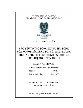 Luận văn các yếu tố tác động đến sự hài lòng của người tiêu dùng đối với chất lượng dịch vụ siêu thị một nghiên cứu tại siêu thị big c nha trang