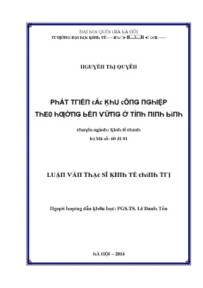 Luận văn phát triển các khu công nghiệp theo hướng bền vững ở tỉnh ninh bình