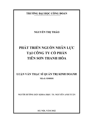 Luận văn phát triển nguồn nhân lực tại công ty cổ phần tiên sơn thanh hóa