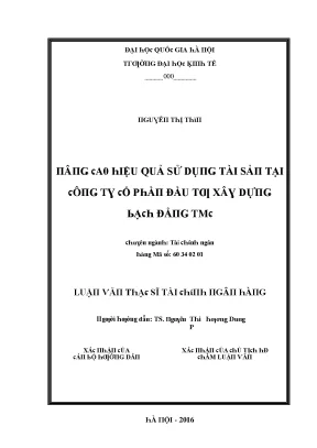 Luận văn nâng cao hiệu quả sử dụng tài sản tại công ty cổ phần đầu tư xây dựng bạch đằng tmc