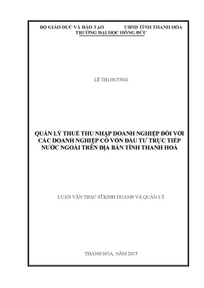 Quản lý thuế thu nhập doanh nghiệp đối với các doanh nghiệp có vốn đầu tư trực tiếp nước ngoài trên địa bàn tỉnh thanh hoá