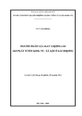 Luận văn nguồn nhân lực chất lượng cao cho phát triển kinh tế xã hội ở hải dương