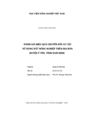 Luận văn đánh giá hiệu quả chuyển đổi cơ cấu sử dụng đất nông nghiệp trên địa bàn huyện ý yên tỉnh nam định