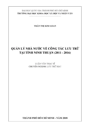 Quản lý nhà nước về công tác lưu trữ tại tỉnh ninh thuận 2011 2016