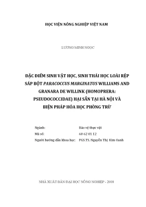 Luận văn đặc điểm sinh vật học sinh thái học loài rệp sáp bột paracoccus marginatus williams and granara de willink hại sắn tại hà nội và biện pháp hóa học phòng trừ