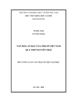 Luận văn văn hóa ẩn dật của nho sĩ việt nam qua thơ nguyễn trãi