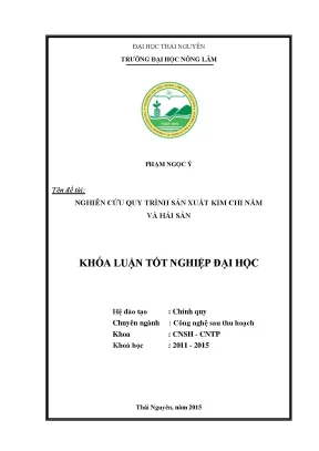 Luận văn nghiên cứu quy trình sản xuất kim chi nấm và hải sản