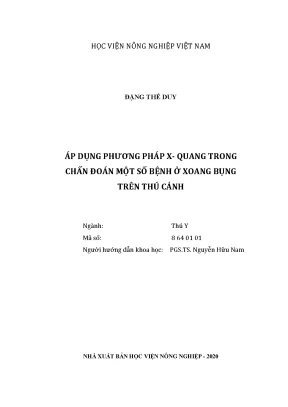 Luận văn áp dụng phương pháp x quang trong chẩn đoán một số bệnh ở xoang bụng trên thú cảnh