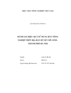 Luận văn đánh giá hiệu quả sử dụng đất nông nghiệp trên địa bàn huyện mê linh thành phố hà nội