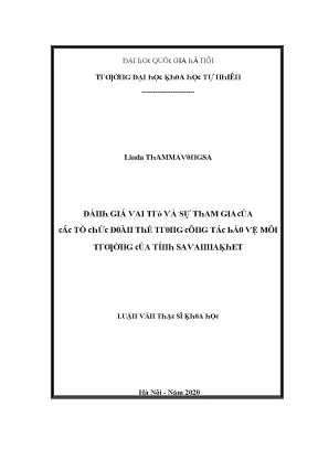 Luận văn thạc sĩ đánh giá vai trò và sự tham gia của các tổ chức đoàn thể trong công tác bảo vệ môi trường của tỉnh savannakhet vnu lvts004