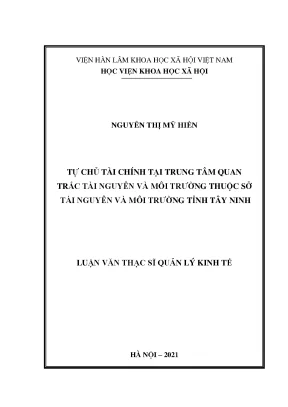 Luận văn tự chủ tài chính tại trung tâm quan trắc tài nguyên và môi trường thuộc sở tài nguyên và môi trường tỉnh tây ninh