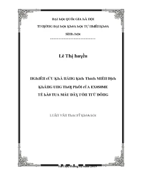 Luận văn thạc sĩ nghiên cứu khả năng kích thích miễn dịch kháng ung thư phổi của exosome tế bào tua máu dây rốn trữ đông vnu lvts09