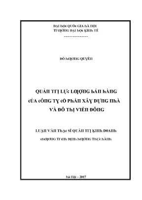 Luận văn quản trị lực lượng bán hàng của công ty cổ phần xây dựng nhà và đô thị viễn đông