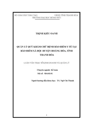 Quản lý quỹ khám chữ bệnh bảo hiểm y tế tại bảo hiểm xã hội huyện hoằng hóa tỉnh thanh hóa