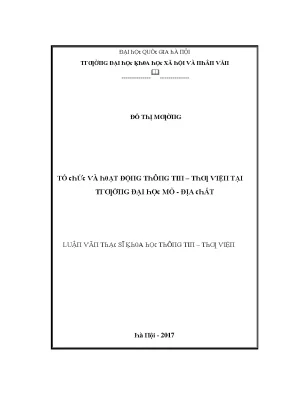 Luận văn thạc sĩ tổ chức và hoạt động thông tin thư viện tại trường đại học mỏ địa chất