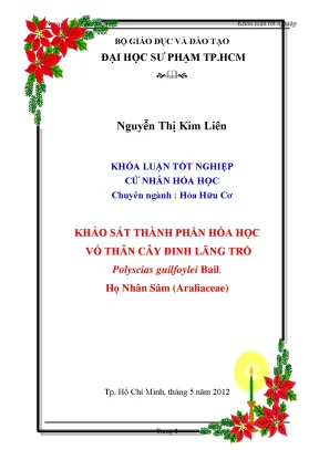 Luận văn khảo sát thành phần hóa học cây đinh lăng trổ polyscias guilfoylei bail họ nhân sâm araliaceae