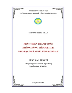 Luận văn phát triển thanh toán không dùng tiền mặt tại kho bạc nhà nước tỉnh long an