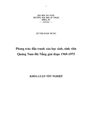 Luận văn phong trào đấu tranh của học sinh sinh viên quảng nam đà nẵng giai đoạn 1969 1975