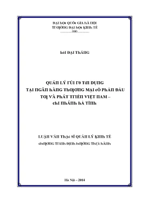 Luận văn quản lý rủi ro tín dụng tại ngân hàng thương mại cổ phần đầu tư và phát triển việt nam chi nhánh hà tĩnh