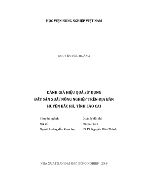 Luận văn đánh giá hiệu quả sử dụng đất sản xuất nông nghiệp trên địa bàn huyện bắc hà tỉnh lào cai