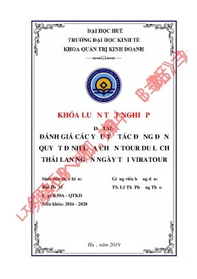 Luận văn đánh giá các yếu tố tác động đến quyết định lựa chọn tour du lịch thái lan ngắn ngày tại viratour