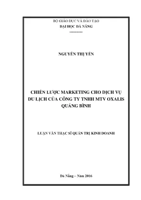 Luận văn chiến lược marketing cho dịch vụ du lịch của công ty tnhh mtv oxalis quảng bình