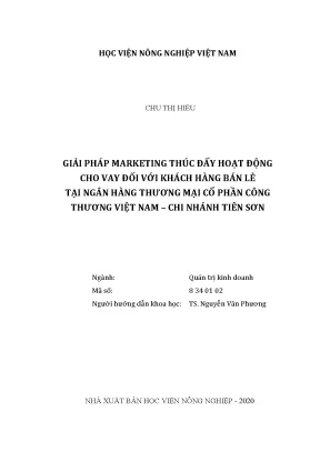 Giải pháp marketing thúc đẩy hoạt động cho vay đối với khách hàng bán lẻ tại ngân hàng bán lẻ tại ngân hàng thương mại cổ phần công thương việt nam chi nhánh tiên sơn
