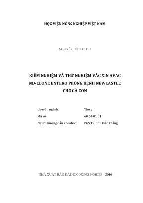 Luận văn kiểm nghiệm và thử nghiệm vắc xin avac nd clone entero phòng bệnh newcastle cho gà con