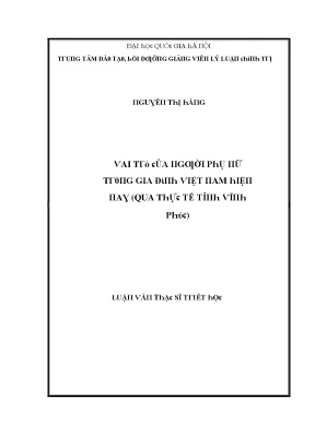 Luận văn thạc sĩ vai trò của người phụ nữ trong gia đình việt nam hiện nay qua thực tế tỉnh vĩnh phúc