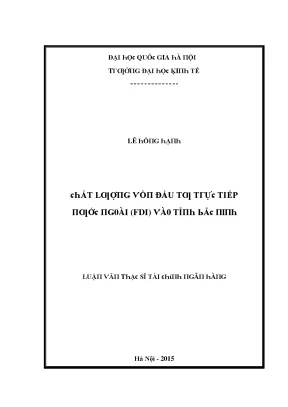 Luận văn chất lượng vốn đầu tư trực tiếp nước ngoài fdi vào tỉnh bắc ninh