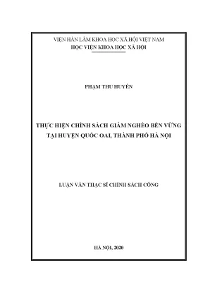 Luận văn thực hiện chính sách giảm nghèo bền vững tại huyện quốc oai thành phố hà nội