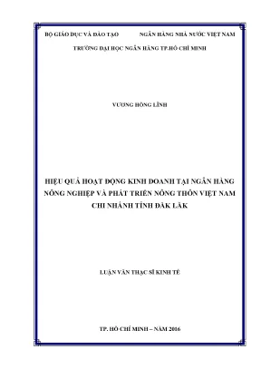 Luận văn hiệu quả hoạt động kinh doanh tại ngân hàng nông nghiệp và phát triển nông thôn việt nam chi nhánh tỉnh đăk lăk
