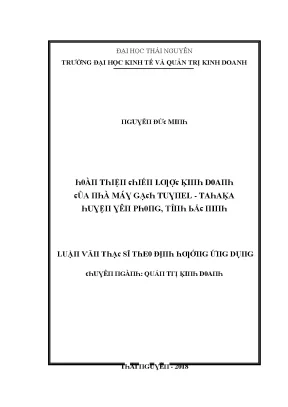 Luận văn hoàn thiện chiến lược kinh doanh của nhà máy gạch tuynel tahaka huyện yên phong tỉnh bắc ninh