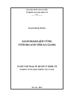 Luận văn giảm nghèo bền vững trên địa bàn tỉnh hà giang