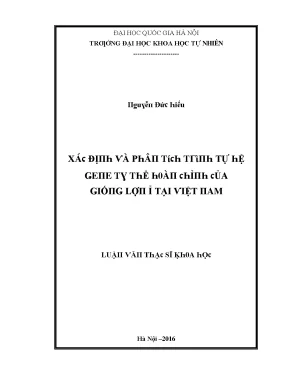 Luận văn thạc sĩ xác định và phân tích trình tự hệ gene ty thể hoàn chỉnh của giống lợn ỉ tại việt nam vnu lvts09