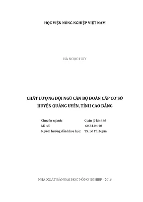 Luận văn chất lượng đội ngũ cán bộ đoàn cấp cơ sở huyện quảng uyên tỉnh cao bằng
