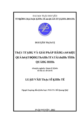 Luận văn thực trạng và giải pháp nâng cao hiệu quả hoạt động thanh tra tài chính tỉnh quảng ninh