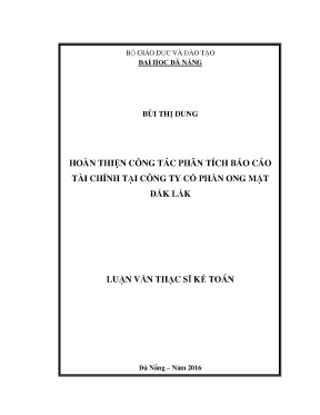 Luận văn hoàn thiện công tác phân tích báo cáo tài chính tại công ty cổ phần ong mật đắk lắk