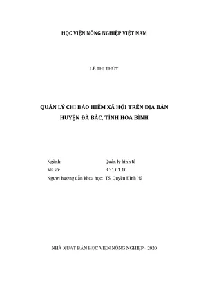 Quản lý chi bảo hiểm xã hội trên địa bàn huyện đà bắc tỉnh hòa bình