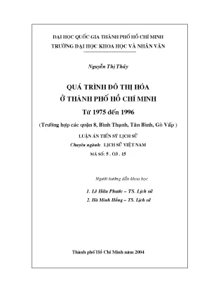 Quá trình đô thị hoá ở thành phố hồ chí minh từ 1975 đến 1996 trường hợp các quận 8 bình thạnh tân bình gò vấp
