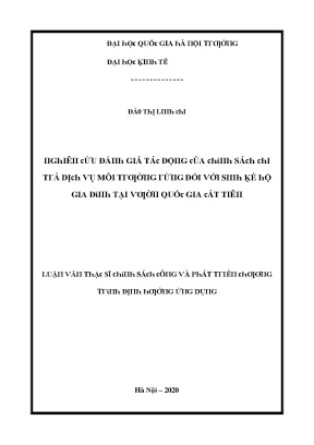 Luận văn nghiên cứu đánh giá tác động của chính sách chi trả dịch vụ môi trường rừng đối với sinh kế hộ gia đình tại vườn quốc gia cát tiên