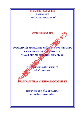 Luận văn các giải pháp marketing nhằm thu hút khách du lịch tại khu du lịch thới sơn thành phố mỹ tho tỉnh tiền giang