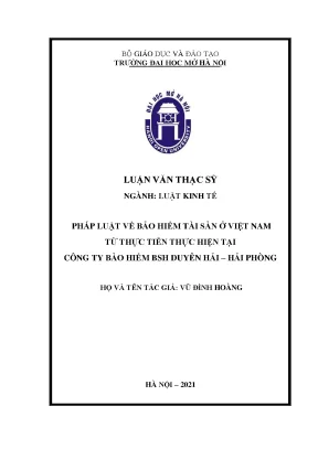 Pháp luật về bảo hiểm tài sản ở việt nam từ thực tiễn thực hiện tại công ty bảo hiểm bsh duyên hải hải phòng