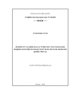 Luận văn thạc sĩ nghiên cứu xác định oxalat trong mẫu thực phẩm bằng phương pháp điện di mao quản sử dụng detector đo độ dẫn không tiếp xúc vnu lvts08w