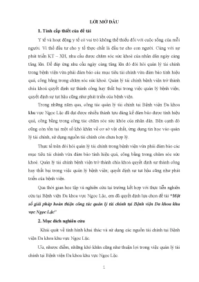 Một số giải pháp hoàn thiện công tác quản lý tài chính tại bệnh viện đa khoa khu vực ngọc lặc